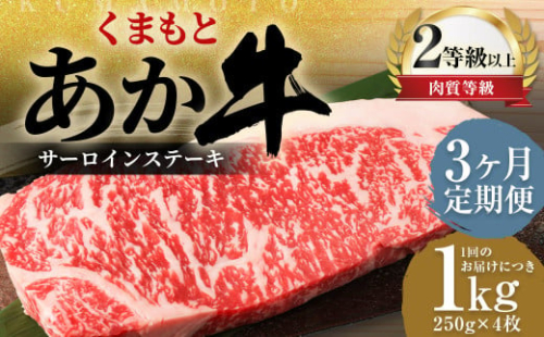 【3ヶ月定期便】 くまもと あか牛 サーロイン 1.0kg（250g×4枚） 牛肉 牛 肉 1999604 - 熊本県益城町