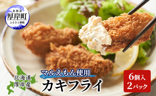 北海道 厚岸産 マルえもん使用 カキフライ 6個入 2パック　牡蠣 カキ かき フライ 揚げ物 惣菜 おかず お弁当 冷凍 簡単 手軽 便利 魚介類 海鮮 厚岸町 1999949 - 北海道厚岸町