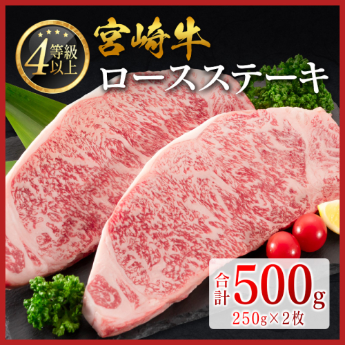 宮崎牛 ロースステーキ 計500g（250g×2枚）肉質等級4等級 国産 人気 おすすめ【C346-30】 2004128 - 宮崎県新富町