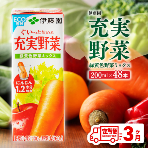 伊藤園 充実野菜 緑黄色野菜ミックス（紙パック）200ml×48本【3ヶ月定期便】 【 全3回 伊藤園 飲料類 野菜ジュース 野菜 ジュース ミックスジュース 飲みもの】 200744 - 宮崎県川南町