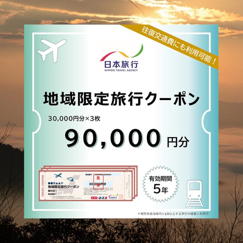 【有効期限は発行日から5年間】京都府亀岡市 日本旅行 地域限定旅行クーポン90,000円分 交通費利用可 旅行 トラベル 旅行券 宿泊券 予約 チケット ホテル 観光 おすすめ 2013333 - 京都府亀岡市