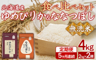 【5ヶ月定期配送】（無洗米4kg）食べ比べセット（ゆめぴりか、ななつぼし） 【 ふるさと納税 人気 おすすめ ランキング 穀物 米 ななつぼし ゆめぴりか 無洗米 おいしい 美味しい 食べ比べ セット 定期便 北海道 豊浦町 送料無料 】 TYUA165