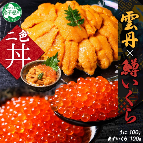 3404. うに チリ産 冷凍 100g 鱒いくら醤油漬け 100g セット ウニ 雲丹 ますいくら 鱒 マス イクラ いくら いくら醤油漬け 海鮮 海鮮丼 北海道 弟子屈町 201755 - 北海道弟子屈町
