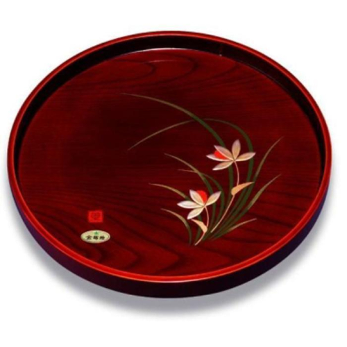木製丸盆 30cm 春らん【YG390】 2026838 - 和歌山県那智勝浦町