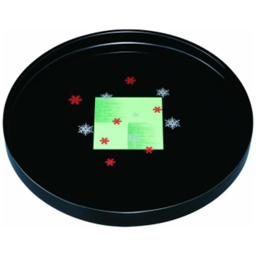 木製丸盆 30cm 黒 市松雪化粧【YG391】 2026839 - 和歌山県那智勝浦町