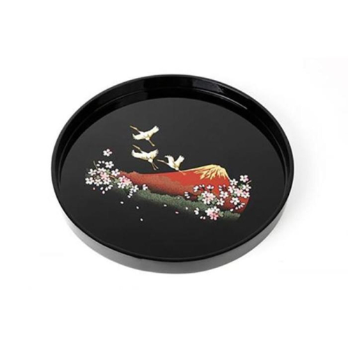 木製丸盆 30cm 一富士二鶴三桜【YG395】 2026842 - 和歌山県那智勝浦町