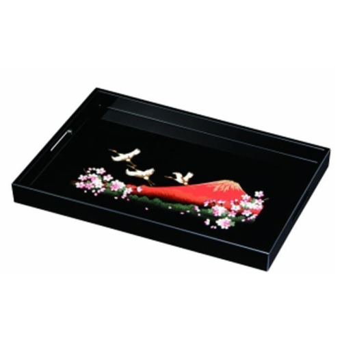 紀州塗り 木製長手盆 45cm 一富士二鶴三桜【YG410】 2026857 - 和歌山県那智勝浦町