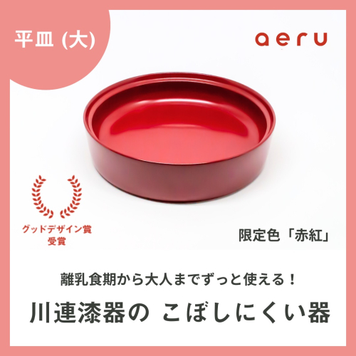 aeru 川連漆器のこぼしにくい器 平皿 赤紅[D15602] 2034235 - 秋田県湯沢市