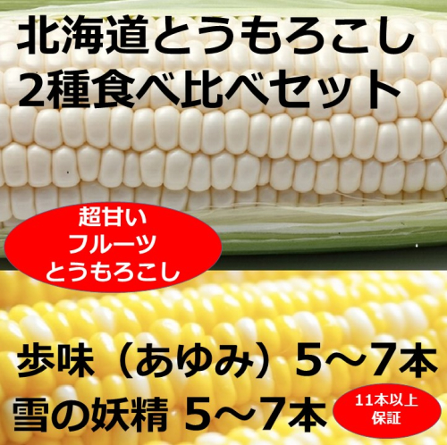 訳あり 北海道 とうもろこし 2種類 合計11～13本 5キロ 食べ比べセット 雪の妖精（ホワイトコーン）5～7本、あゆみ（歩味、バイカラー）5～7本 期間限定 数量限定 トウモロコシ 2034470 - 北海道池田町