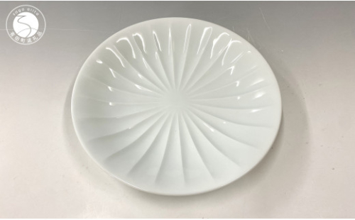 有田焼 白磁稜線皿（大）【中仙窯・中尾純作】食器 器 うつわ 皿 メインディッシュ 白磁 伝統工芸 作家 シンプル A75-59 2034479 - 佐賀県有田町