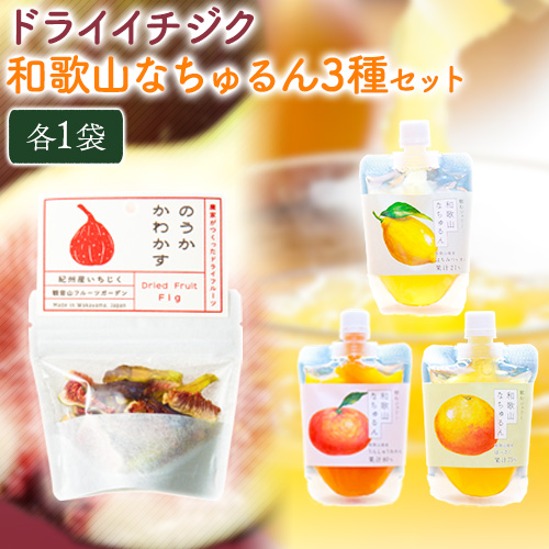 ドライイチジクとなちゅるん3種のセット 各1袋 有限会社柑香園《30日以内に出荷予定(土日祝除く)》和歌山県 紀の川市 フルーツ 果物 柑橘 添加物不使用 ゼリー ドライフルーツ みかん はっさく はちみつレモン イチジク いちじく 送料無料 203571 - 和歌山県紀の川市
