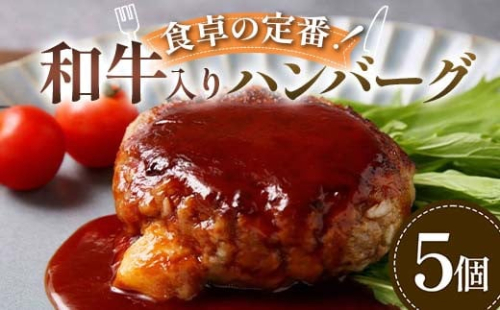 食卓の定番！和牛入りハンバーグ 5個 豚肉 和牛 定番 ジューシー 肉汁 手軽 メインディッシュ ジュワッ お子さま 大人 シンプル 飽きない F6T-592 2038417 - 富山県立山町