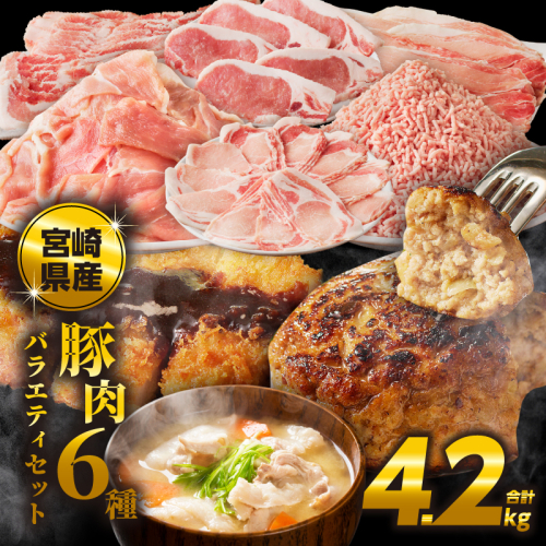 【2週間以内発送】≪宮崎県産≫豚肉6種＼てげスゲーセット／合計4.2kg 肉 豚 豚肉 おかず 国産_T009-0121-2W 2039106 - 宮崎県都農町