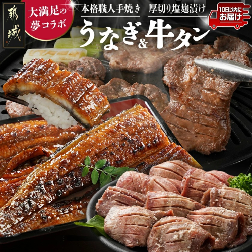 大満足の夢コラボ☆うなぎ&厚切り牛タンセット≪みやこんじょ特急便≫_AC-3308-Q 2041061 - 宮崎県都城市