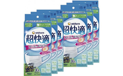 超快適 マスク プリーツタイプ やや大きめ 30枚×6箱 不織布 ユニ・チャーム ユニチャーム 日用品 消耗品 対策 花粉対策 プリーツマスク 使い捨て 白 2043189 - 三重県名張市