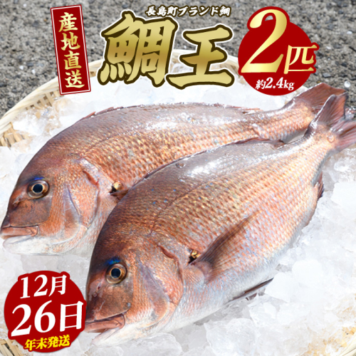 【2025年12月26日発送】長島町特産「鯛王」(2匹・約2.4kg) 産地直送 新鮮 旨味が抜群の 長島町 特産品 ブランド 真鯛 をまるごと 一匹 楽しめる 刺身 鯛めし 鯛茶漬け 鯛しゃぶ 鯛刺身 鮮魚 冷蔵 年末発送【JFA】jfa-22-1226 2045441 - 鹿児島県長島町