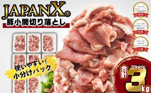 JAPAN X 豚小間切り落とし/計3kg　豚肉 豚 ブランド豚 小分け 豚こま 豚小間 切落し ジャパンエックス 蔵王 人気【04301-0067】 2047756 - 宮城県蔵王町