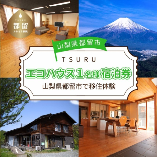都留市エコハウスで移住体験　宿泊券(1名様）1枚　山梨県 都留市 宿泊施設 レンタルスペース セルフチェックイン セルフチェックアウト 1棟貸し エコハウス 宿泊券 2051043 - 山梨県都留市