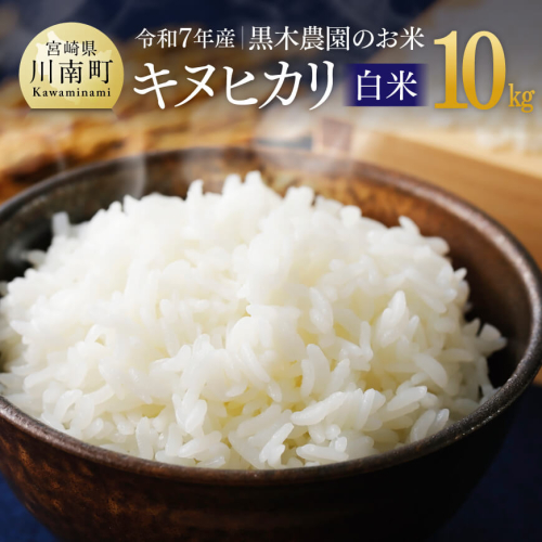 【令和7年産】黒木農園のお米「キヌヒカリ(白米)」10kg 【 米 お米 白米 国産 宮崎県産 きぬひかり おにぎり 】 2060361 - 宮崎県川南町