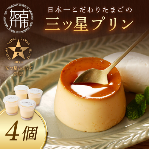 【五つ星ひょうご認定】日本一こだわりたまごの三ツ星プリン(125g×4個)《 プリン 三ツ星プリン こだわりたまご お取り寄せ スイーツ お菓子 デザート 》【2400H12606】 2067176 - 兵庫県加古川市