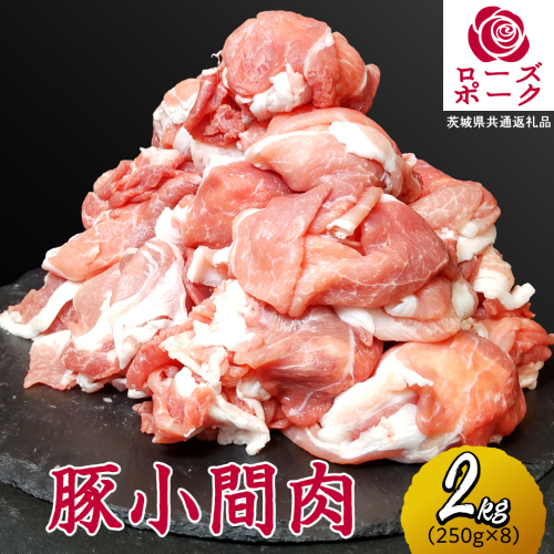 ローズポーク 小間肉 合計2kg ( 250g×8P ) (茨城県共通返礼品) 茨城県産 ブランド豚 豚 豚肉 肉 国産 国産豚 豚こま 豚肉 冷凍 小分け 大容量 藤井商店[CD064sa] 2072062 - 茨城県桜川市