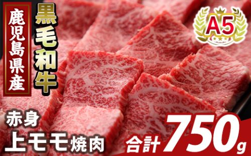 K-483-C 鹿児島県産A5等級黒毛和牛赤身上モモ焼肉(計750g)【KNOT】霧島市 牛肉 国産 鹿児島県産 モモ 焼肉 肉 精肉 2073428 - 鹿児島県霧島市