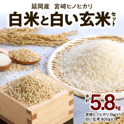 宮崎ヒノヒカリ延岡産白米と白い玄米セット 合計5.8kg N0149-YB539 207491 - 宮崎県延岡市