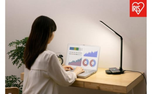 LEDデスクライトQi充電シリーズ 平置きタイプ 調光　LDL-QFD-B　ブラック 2090756 - 宮城県角田市