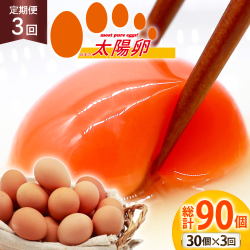 定期便 3回 卵 太陽卵 10個入 3パック 総計90個 [落水正商店 長崎県 雲仙市 item2158] たまご タマゴ 鶏卵 玉子 生卵 九州産 国産 卵焼き 玉子焼き たまご焼き 2091359 - 長崎県雲仙市