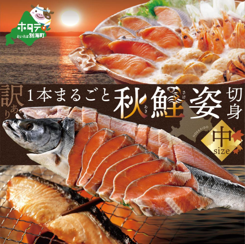 【訳あり】北海道 産 秋鮭 姿 切り身 中 1本分(1本分の切り身を4パックの小分け) 2095747 - 北海道別海町