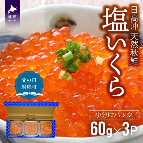 【父の日対応】【秋鮭山漬切身付】北海道日高産 塩いくら小分けパック(60g×3) [15-1458] 2096287 - 北海道浦河町