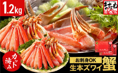 [順次発送] ますよね商店の元祖カット済み生ずわい蟹1.2kg（総重量1.6kg）＜指定日可能 ・着日指定＞【生食可】【 ますよね カニしゃぶ 】[001-c008]
