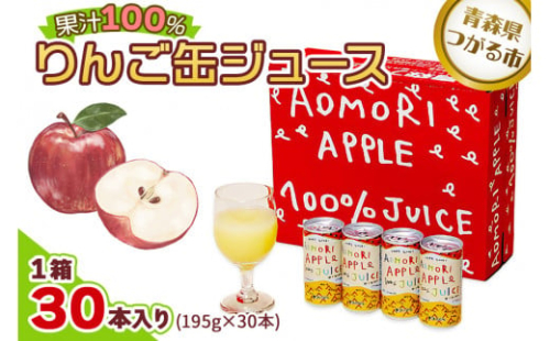 りんご缶ジュース 1箱30本入り｜青森 津軽 つがる産 リンゴ 贈答 ギフト 果物 フルーツ 飲料 果汁 100% ストレート 缶ジュース りんごジユース りんご 林檎 青森りんご フルーツジュース [0693]