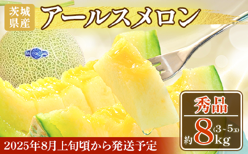 015 アールスメロン 秀品 約8kg 3～5玉 茨城県 JA水戸産 めろん 果物 フルーツ 先行予約 2025年8月上旬頃より順次発送予定