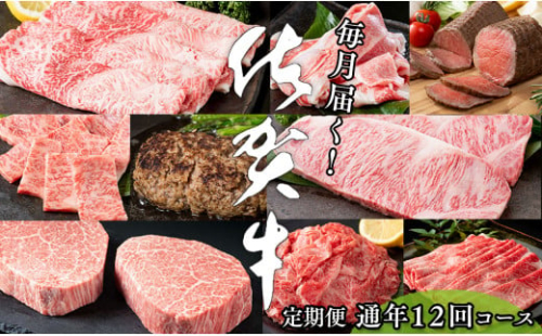 【12ヶ月連続お届け】佐賀牛 定期便 12回 牛肉 牛肉定期便 通年で楽しむ牛肉定期便 贈り物にもオススメ 牛肉定期便 N200-5 32856 - 佐賀県有田町