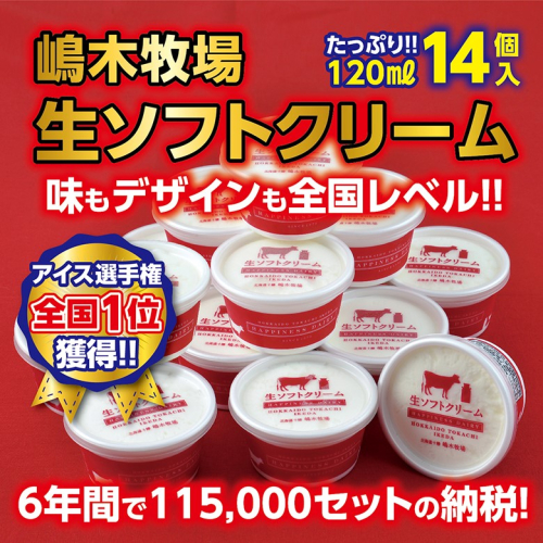 北海道　牧場の生ソフトクリーム14個　アイスクリーム 33957 - 北海道池田町