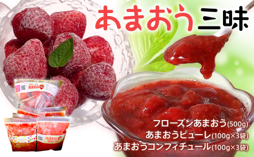 あまおう三昧（フローズンあまおう、あまおうピューレ、あまおうコンフィチュール） BD04 358904 - 福岡県大木町