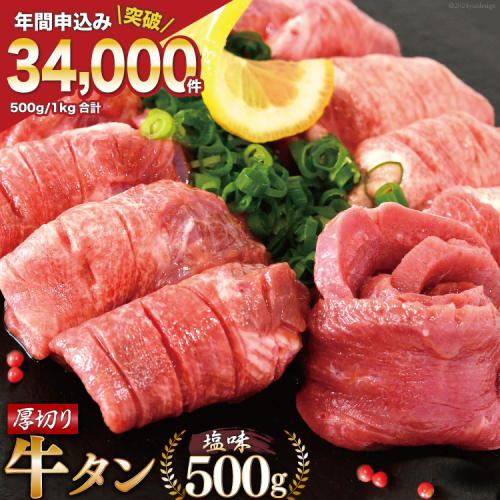 大人気！ 牛タン 厚切り牛タン 塩味 500g [モ～ランド 宮城県 気仙沼市 20564659] 肉 焼肉 牛肉 精肉 牛たん 牛タン塩 牛たん塩 冷凍 BBQ アウトドア バーベキュー 厚切り タン 362073 - 宮城県気仙沼市