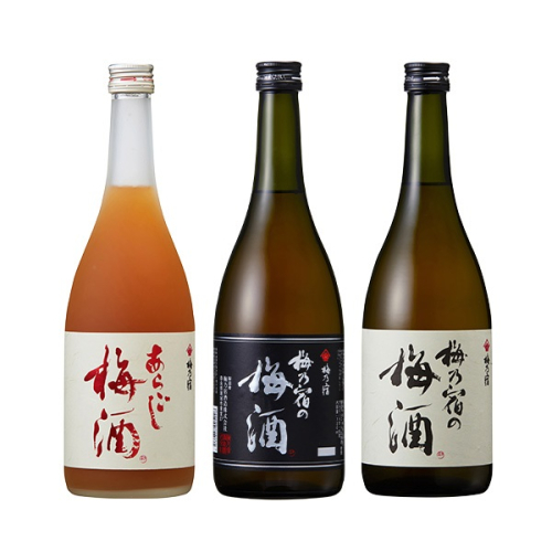 梅乃宿 豪華 ３本セット あらごし梅酒 黒ラベル 各720ml ／ 濃厚 日本酒仕込み お酒 人気 ギフト 贈り物 プレゼント メーカー直送 奈良県 葛城市 368954 - 奈良県葛城市