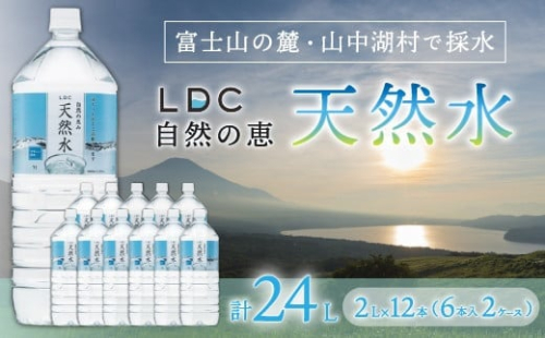 【一週間程度で発送】自然の恵み天然水　2L×12本（6本入り2ケース）　計24L　※沖縄・離島配送不可 YX001 | 天然水 ミネラルウォーター 軟水 水 お水 ミネラル 山梨県 山中湖村 送料無料 |
