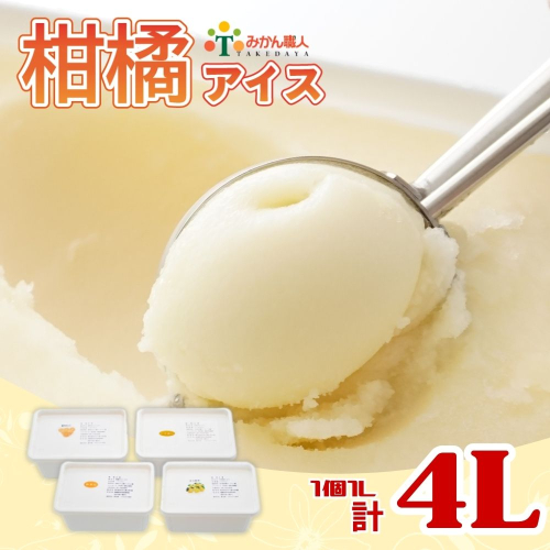 みかん職人が作った柑橘アイス1000ml×4種（ 夢オレンジ ・ 愛媛みかん ・ 河内晩柑 ・ しらぬい ） みかん 柑橘 アイス アイスクリーム シャーベット ジェラート ソルベ お菓子 おかし デザート スイーツ 冷凍 冬 夏 旬 まどんな 愛南ゴールド 不知火 デコポン みかん職人武田屋 374963 - 愛媛県愛南町