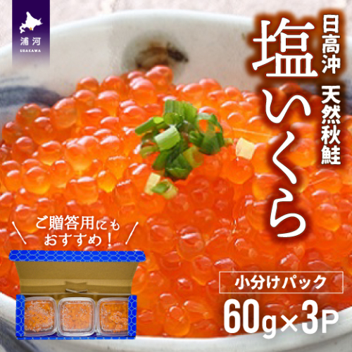 【秋鮭山漬切身付】北海道日高産 塩いくら小分けパック(60g×3) [15-1136] 389682 - 北海道浦河町