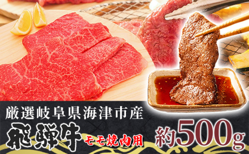 【飛騨牛】海津市産モモ焼肉オリジナルカット 【配達不可：離島】 お肉 牛肉 焼肉用 バーベキュー もも肉 ブランド牛 赤身 適度なサシ 霜降り 濃厚 旨味 脂身が少ない ダイエット おうち焼肉 岐阜県産 国産  415560 - 岐阜県海津市