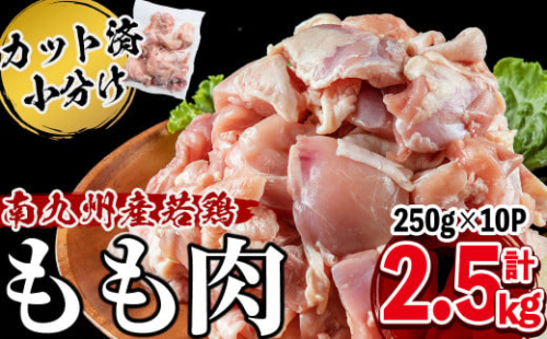 【家計応援】小分けで便利！南九州産若鶏もも肉切身 計2.5kg(250g×10P) a1-141