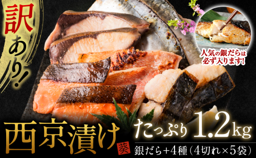【訳あり】厳選 鮮魚 西京漬け 1.2kg 銀だら入り たっぷり 20枚 西京焼き 4切れ×5袋  日本料理店 料亭 西京焼き 銀だら 厳選 鮮魚 魚 さかな 冷凍 431073 - 熊本県八代市