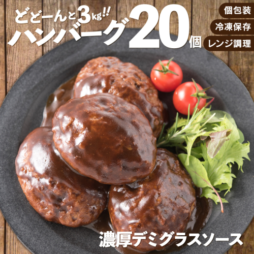 AB270.累計４０万個突破！どーんと3kg!大容量デミハンバーグ【150g×20個】 43387 - 福岡県新宮町