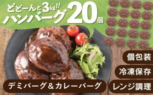 AB417.累計40万個突破記念!どーんと3kg!デミ&カレーハンバーグセット【150g×20個】 43389 - 福岡県新宮町