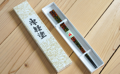 津軽塗　箸（大）1膳・唐塗 黒口呂上 工芸品 お箸 手作り 伝統技術  468748 - 青森県鶴田町