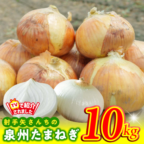 【TVで紹介!】射手矢さんちの泉州たまねぎ 10kg【玉ねぎ タマネギ 玉葱 甘い 野菜 国産 期間限定 オニオン スライス サラダ カレー シチュー バーベキュー BBQ 肉じゃが】 G1498 493118 - 大阪府泉佐野市