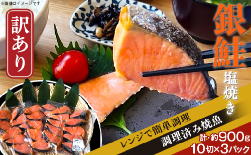 H7-90【訳あり】レンジで簡単調理 銀鮭塩焼き30切（約900g）